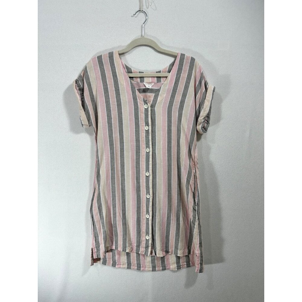 Caslon Linen Blend Striped Dress Medium